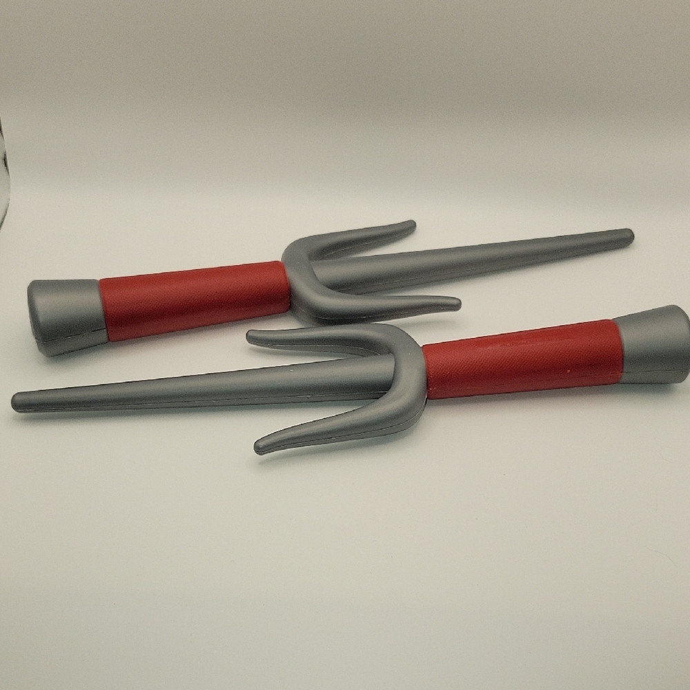 Plastic Red and Gray Martial Arts Sai Prop Set
